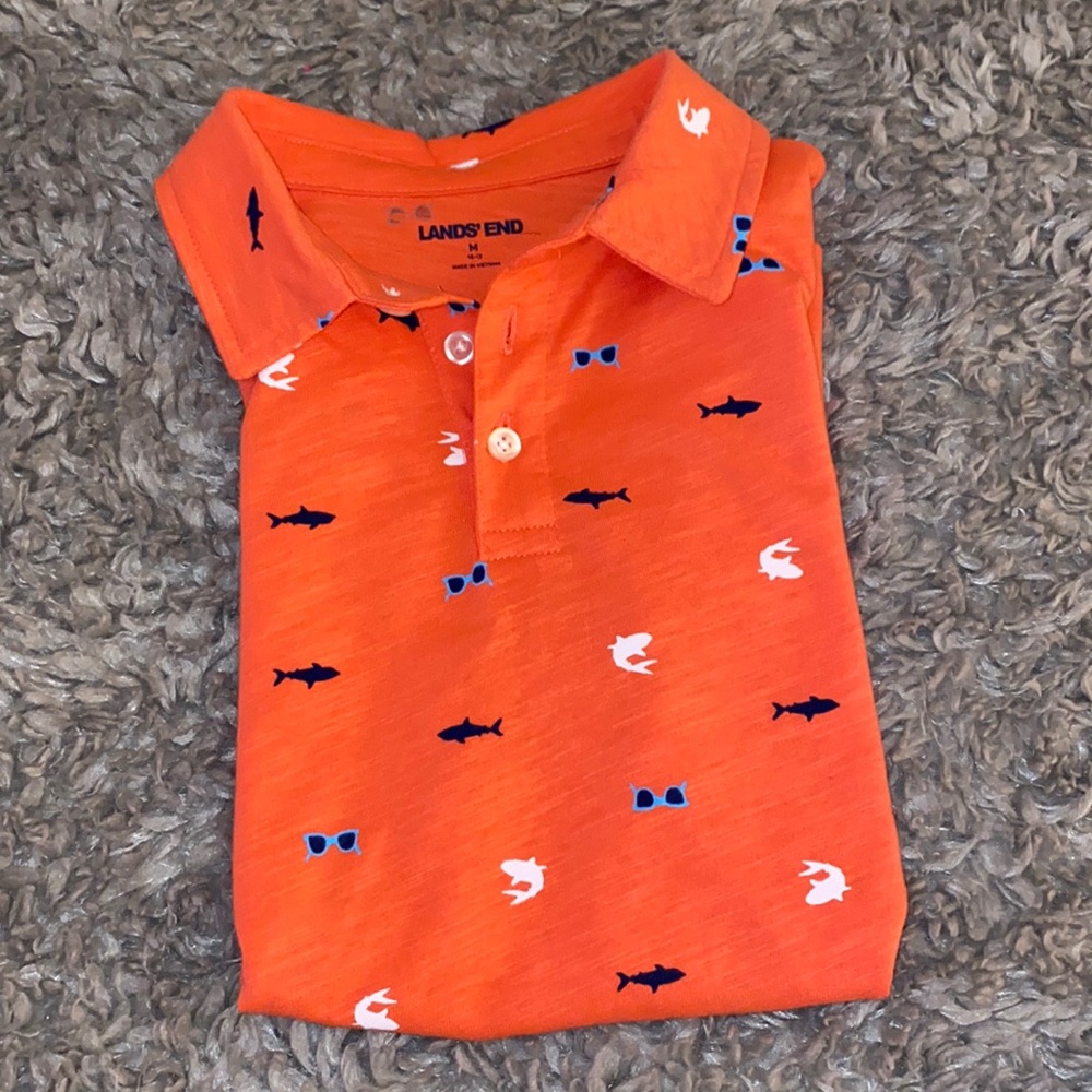 Lands’ End Coral Polo with Shark print